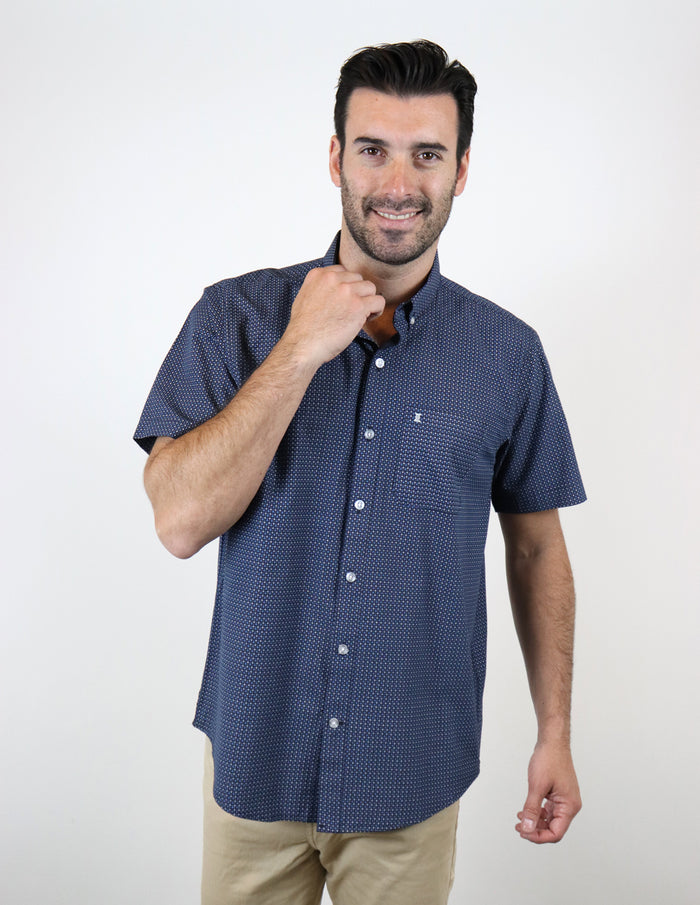 CAMISA MANGA CORTA AZUL ESTAMPADO  REF 2210362