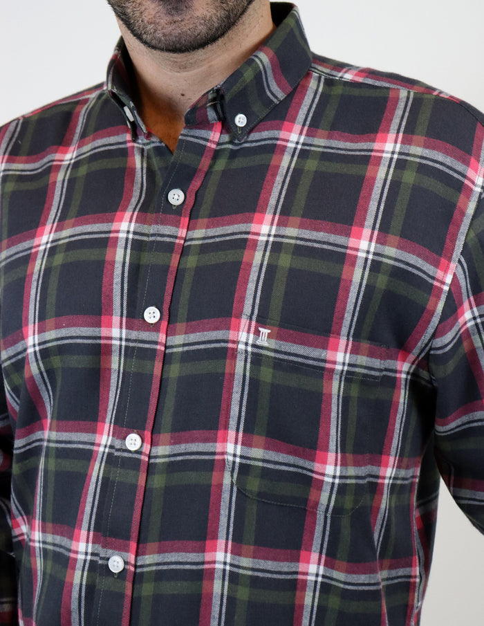 CAMISA MANGA LARGA CUADROS FRANELA