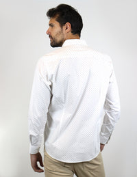 CAMISA MANGA LARGA BLANCA ESTAMPADO 100% ALGODÓN REF 2211424