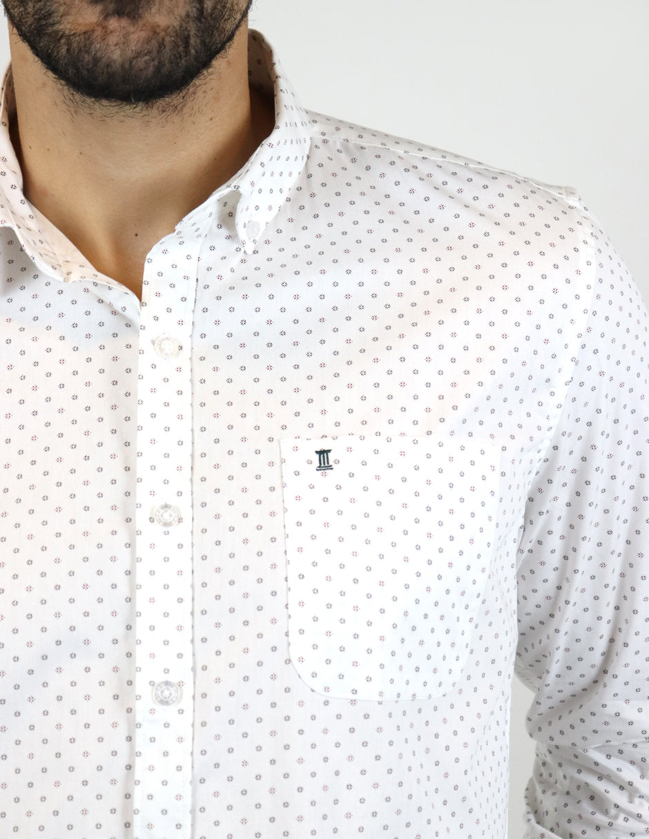 CAMISA MANGA LARGA BLANCA ESTAMPADO 100 ALGODON REF 2211424