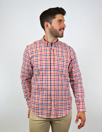 CAMISA MANGA LARGA ROJO CUADROS 100% ALGODÓN REF 2301006