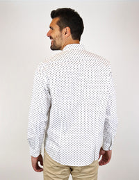 CAMISA MANGA LARGA BLANCO ESTAMPADO 100% ALGODÓN  REF 2301009