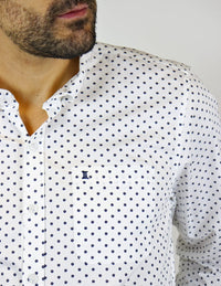 CAMISA MANGA LARGA BLANCO ESTAMPADO 100% ALGODÓN  REF 2301009