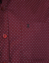 CAMISA MANGA CORTA VINO ESTAMPADO 100% ALGODÓN REF 2301030 E