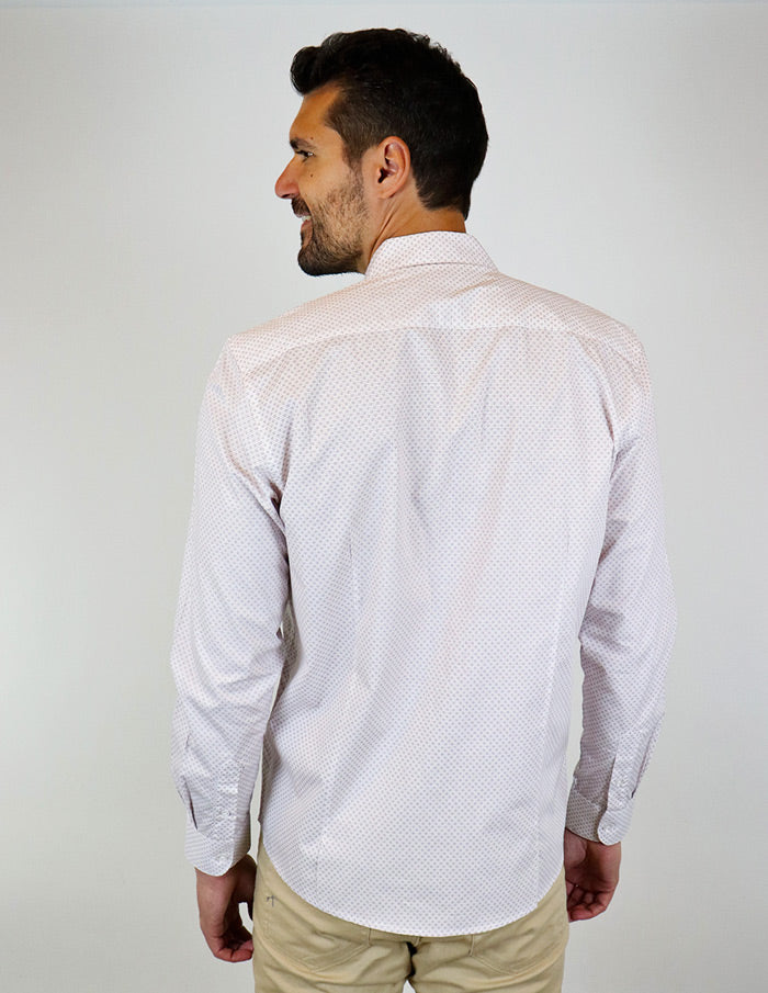 CAMISA MANGA LARGA BLANCO ESTAMPADO 100% ALGODÓN REF 2302036