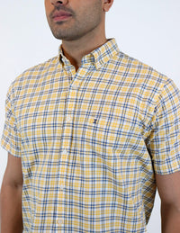 CAMISA MANGA CORTA AMARILLO CUADROS  REF 2302046