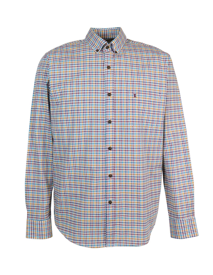 Camisa Manga Larga Multicolor de Cuadros | Marca Dioro | 100% Algodón para Hombre en Tallas Extras