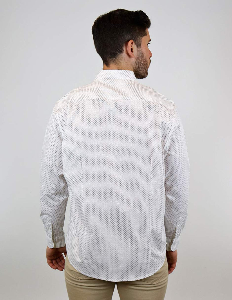 CAMISA MANGA LARGA BLANCO ESTAMPADO 100% ALGODÓN REF 2303055