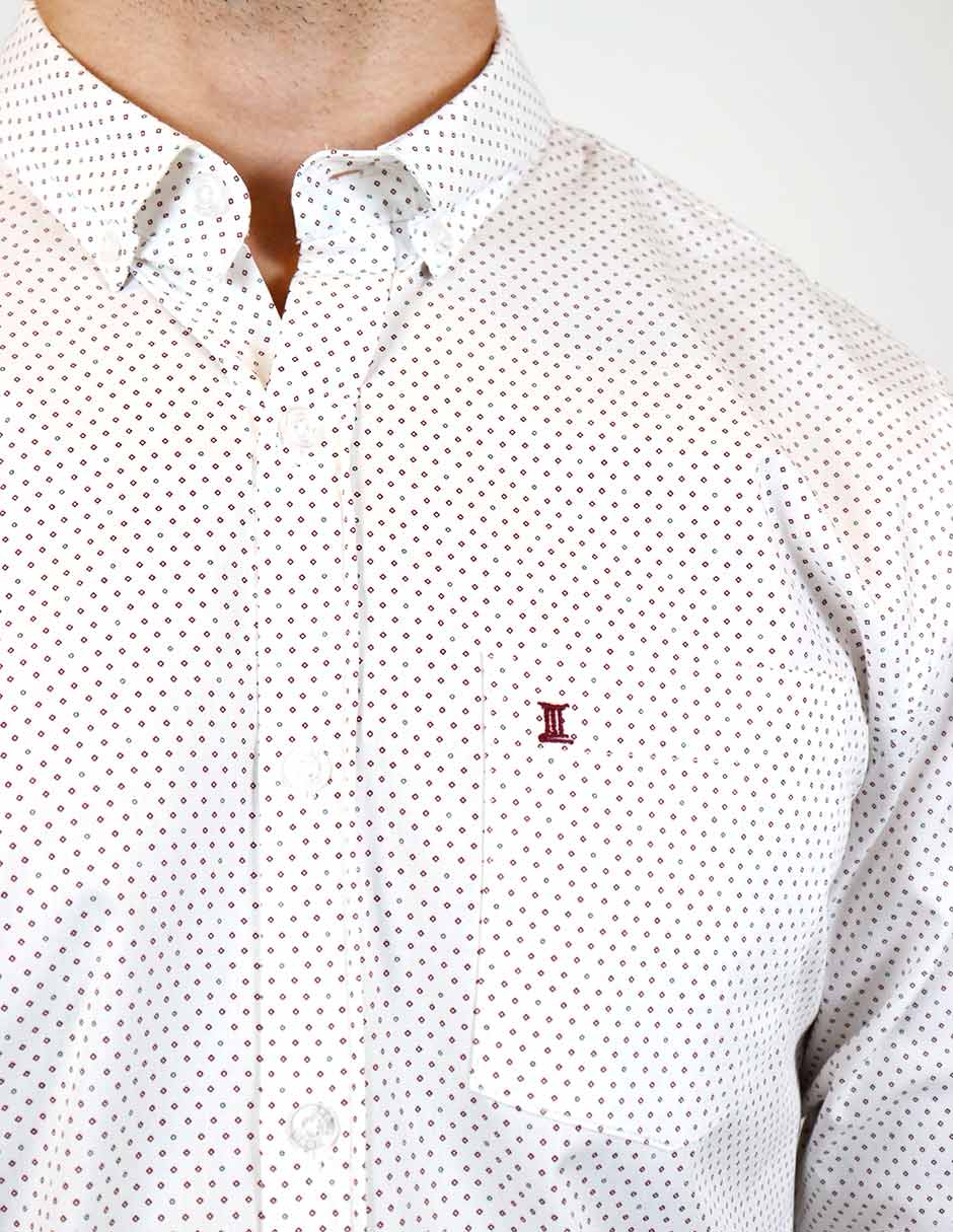 CAMISA MANGA LARGA BLANCO ESTAMPADO 100% ALGODÓN REF 2303055