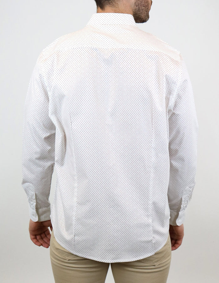 CAMISA MANGA LARGA BLANCO ESTAMPADO 100% ALGODÓN  REF 2303055 E