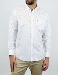 CAMISA MANGA LARGA BLANCO ESTAMPADO 100% ALGODÓN REF 2303056 E
