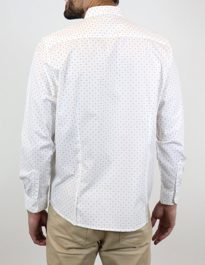 CAMISA MANGA LARGA BLANCO ESTAMPADO 100% ALGODÓN REF 2303056 E