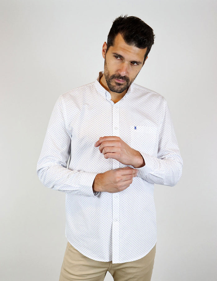 CAMISA MANGA LARGA BLANCO ESTAMPADO 100% ALGODÓN REF 2303057