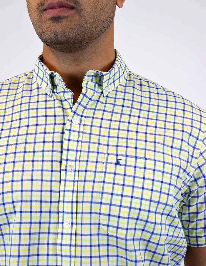 CAMISA MANGA CORTA VERDE CUADROS  REF 2303063