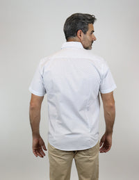 CAMISA MANGA CORTA BLANCO ESTAMPADO 100% ALGODÓN REF 2303066