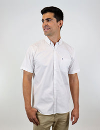 CAMISA MANGA CORTA BLANCO ESTAMPADO 100% ALGODÓN  REF 2303067