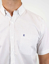 CAMISA MANGA CORTA BLANCO ESTAMPADO 100% ALGODÓN  REF 2303067