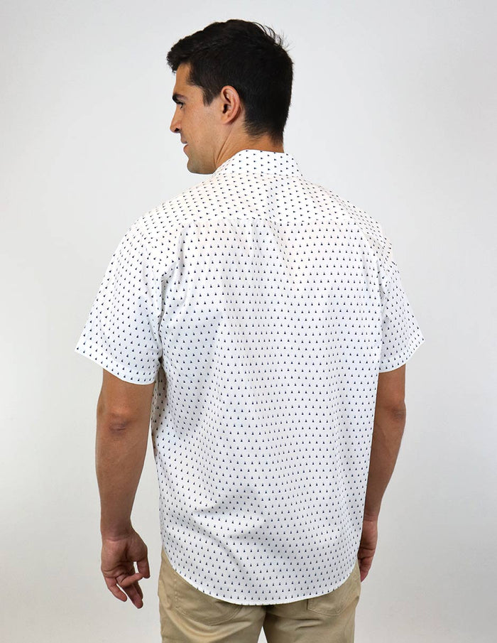 CAMISA MANGA CORTA BLANCO ESTAMPADO 100% ALGODÓN REF 2303071