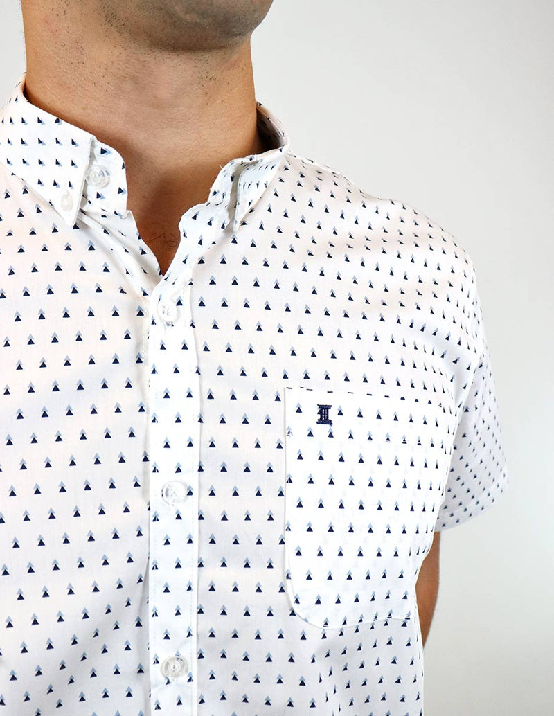 CAMISA MANGA CORTA BLANCO ESTAMPADO 100% ALGODÓN REF 2303071