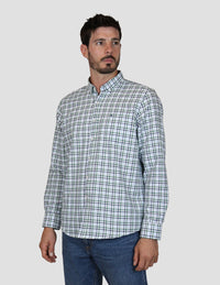 Camisa de Manga Laraga Verde Estilo Cuadros Para Caballero