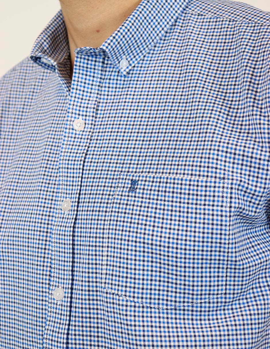 CAMISA MANGA CORTA AZUL CUADROS REF 2304101