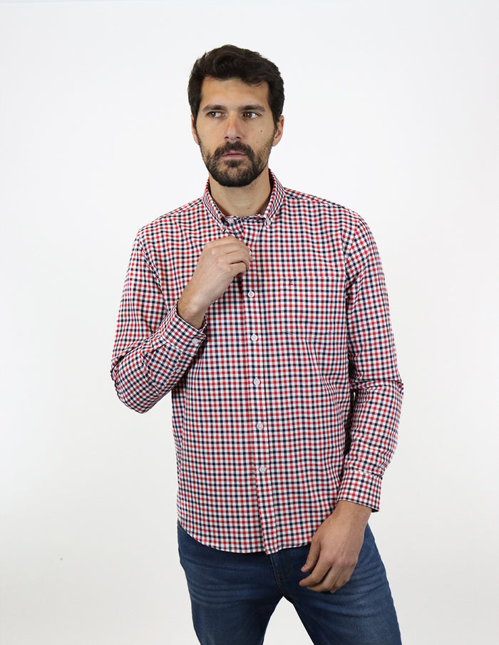 CAMISA MANGA LARGA ROJO CUADROS REF 2305123