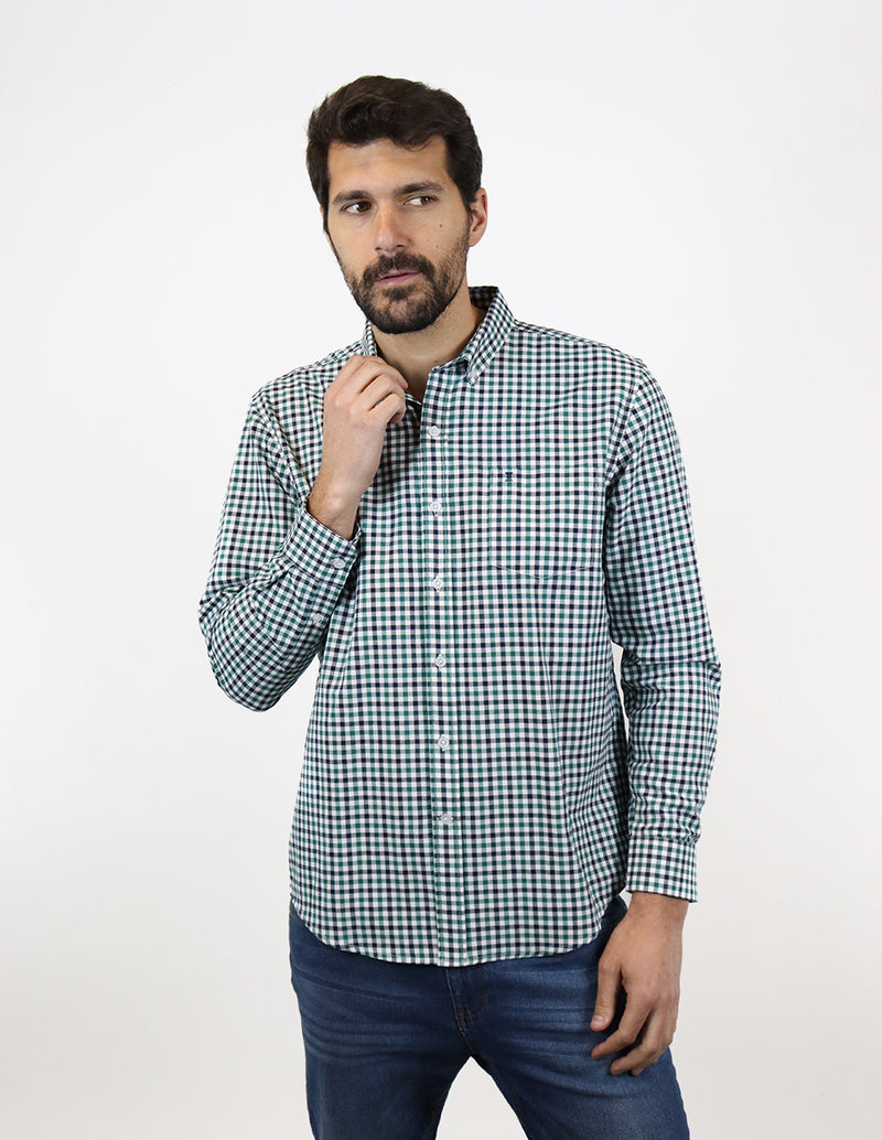 CAMISA MANGA VERDE CUADROS TALLA REGULAR REF 2305124