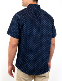 Camisa Manga Corta Azul con Estampado | Marca Dioro | 100% Algodón para Hombre en Tallas Extras