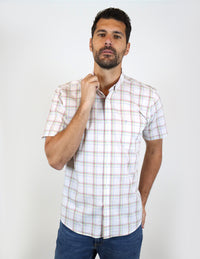 CAMISA MANGA CORTA BLANCO CUADROS  REF 2313014