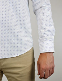 CAMISA MANGA LARGA BLANCO ESTAMPADO 100% ALGODÓN REF 2313017 E