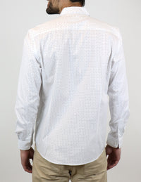 CAMISA MANGA LARGA BLANCO ESTAMPADO 100% ALGODÓN REF 2313017 E