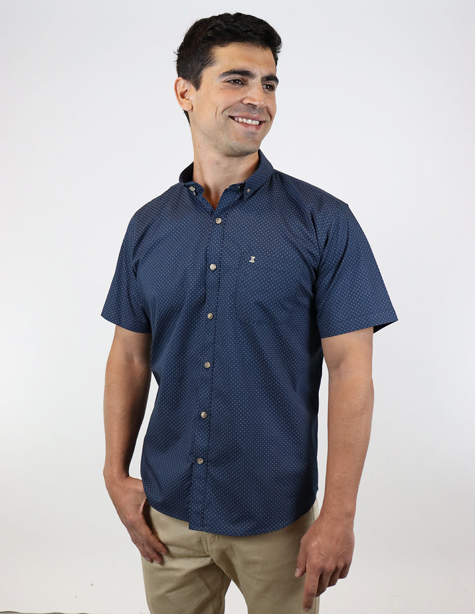 CAMISA MANGA CORTA AZUL ESTAMPADO REF 2313030