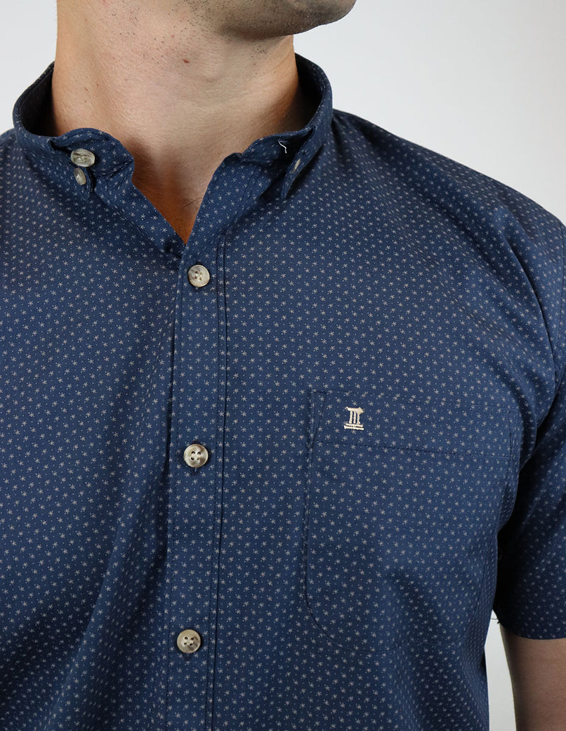 CAMISA MANGA CORTA AZUL ESTAMPADO REF 2313030