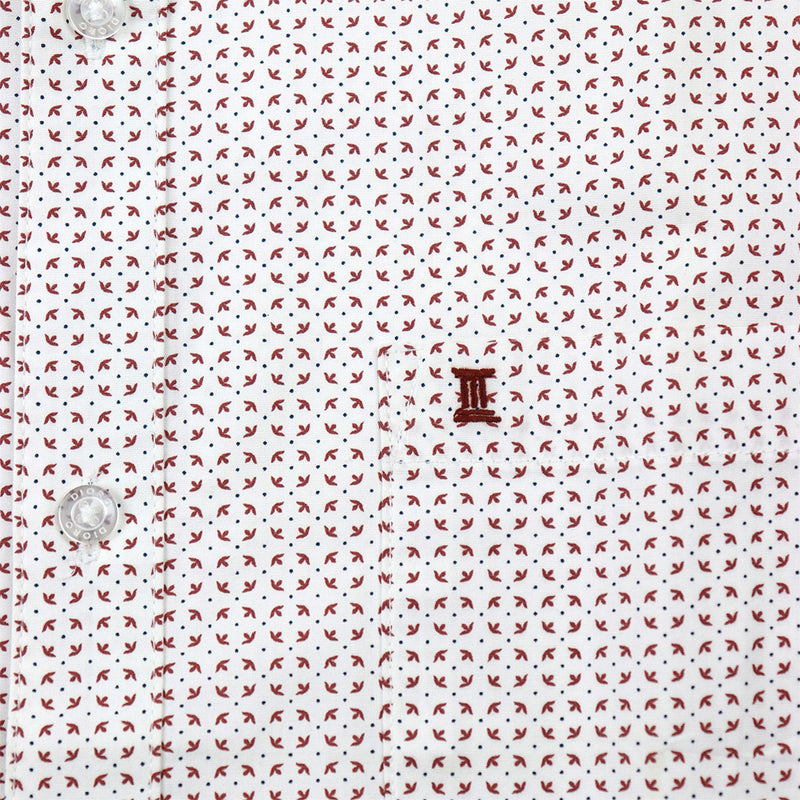 Camisa de Vestir Manga Corta Estilo Estampado Blanca