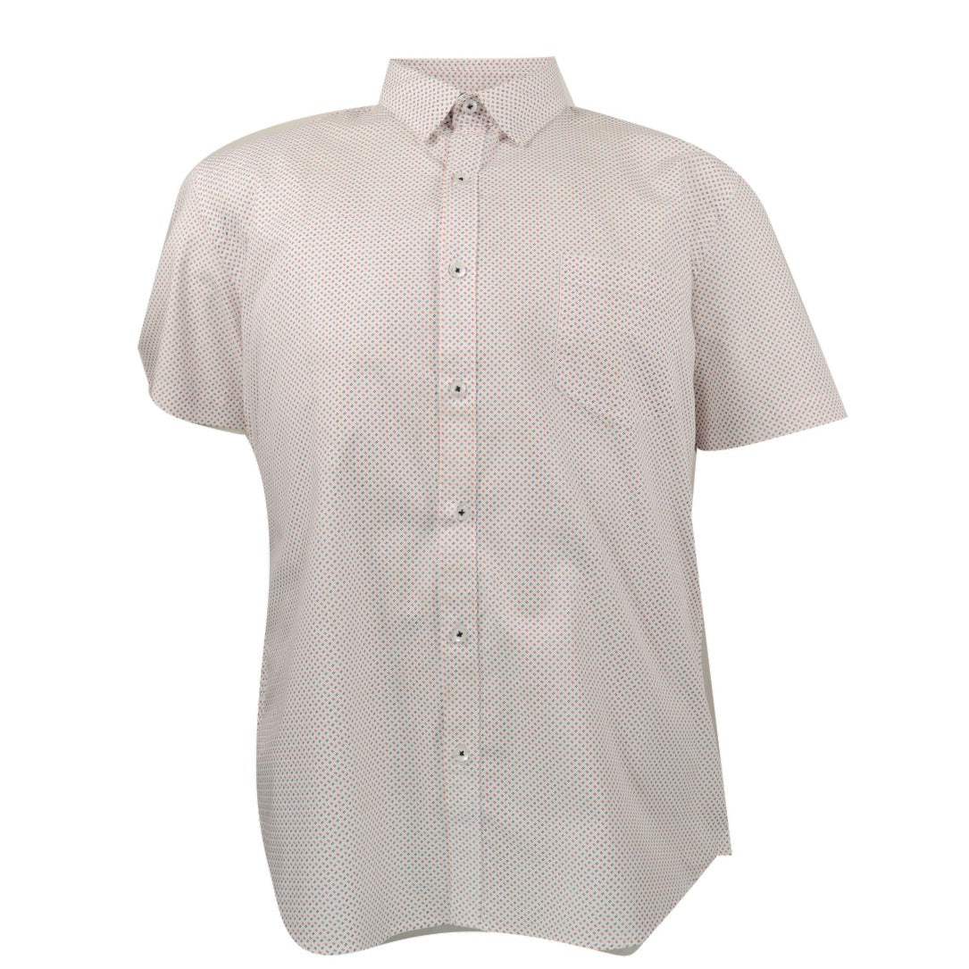 CAMISA MANGA CORTA ESTAMPADO BLANCO 100% ALGODÓN CORTE SLIM-FIT REF S-300002